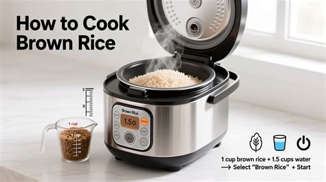 selecting brown rice cooking setting