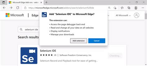 selenium ide extension for microsoft edge