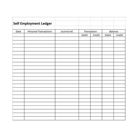 Self Employment Ledger Template merrychristmaswishes.info