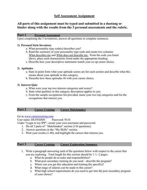 Self Assessment Assignment