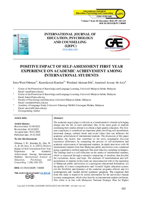 self assessment first year