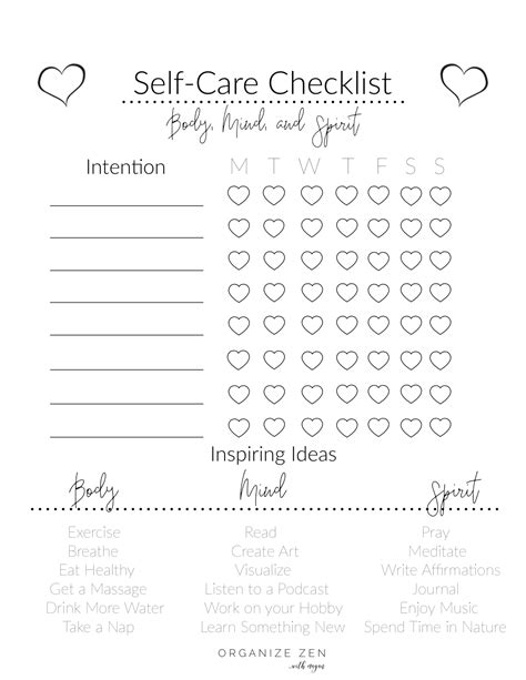 self care worksheet