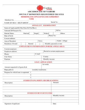 self help group application form