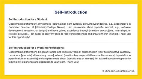 self intro example for interview