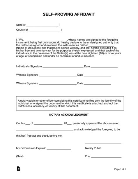 Free Wisconsin SelfProving Affidavit Form PDF Word eForms