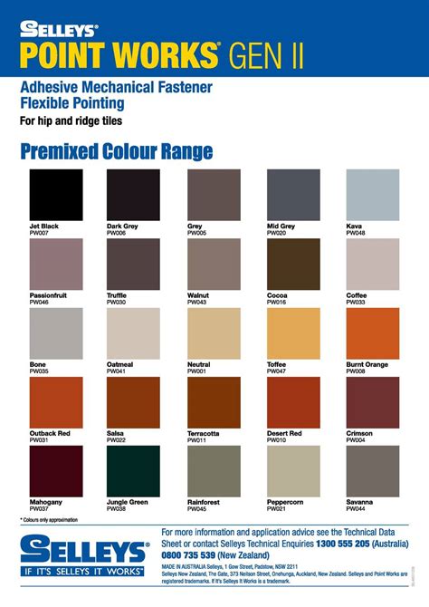selleys silicone colour chart