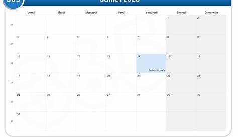 Calendrier Juillet 2023 à consulter ou imprimer -Calendrier.best