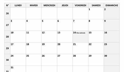 Calendrier juillet 2023 à imprimer - iCalendrier