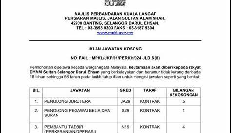 Jawatan Kosong Di Majlis Perbandaran Kuala Langat - TCER.MY