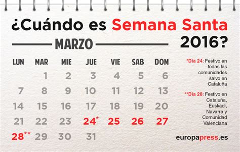 semana santa 2016 fechas