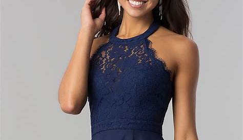 Semi Formal Hoco Dresses HighNeck Dress By PromGirl With Embroidery