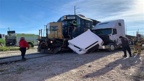 semi truck vs train