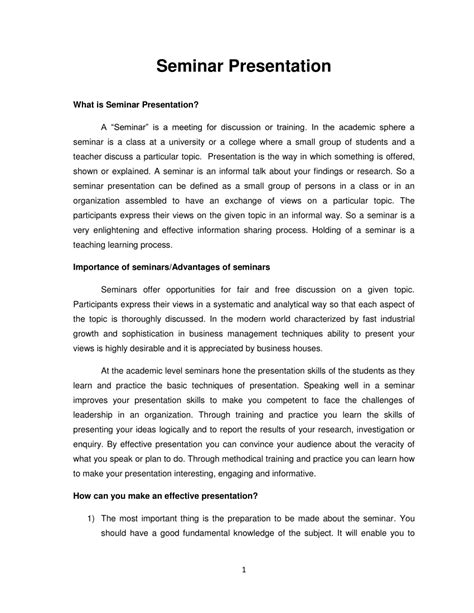 seminar presentation introduction sample