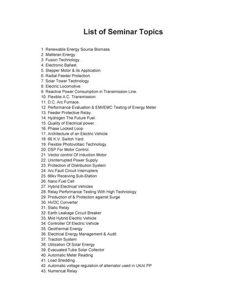 seminar topics in general