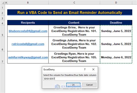 Send A Reminder Email From Excel