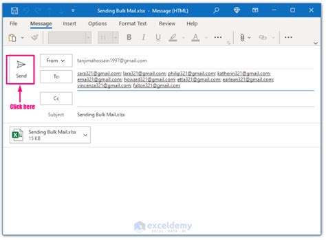 send mass email outlook using excel list