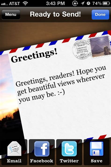 Send Postcards Picture App