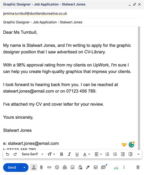 sending a cv via email examples