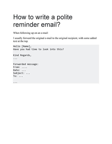 Sending A Reminder Email Example