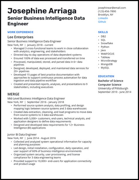 Database Engineer, Senior Resume Samples Velvet Jobs