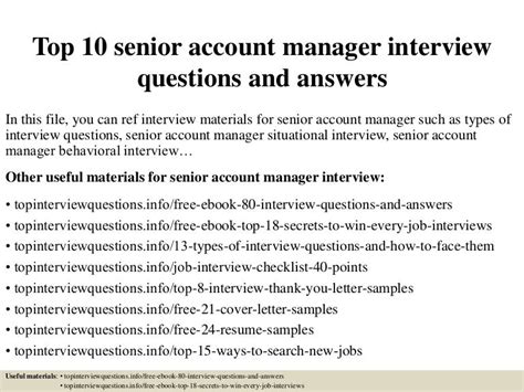 Senior Account Manager Interview Questions And Answers Pdf