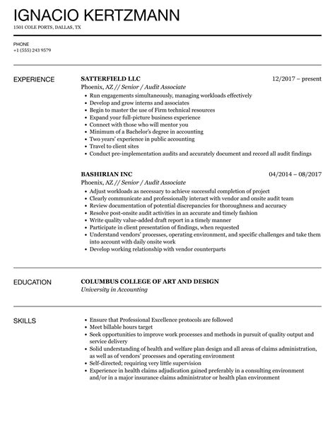 senior audit associate resume