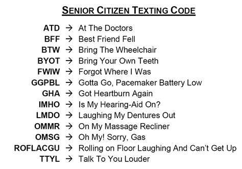 senior citizen texting code pdf