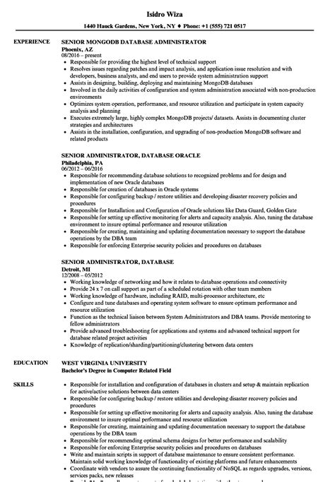 senior oracle database administrator resume sample