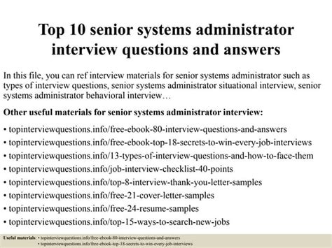 senior system admin interview questions