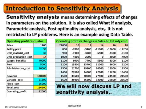 sensitivity analysis example problem solution