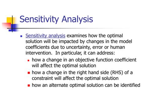 sensitivity analysis in linear optimization