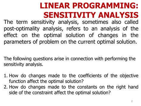 sensitivity analysis in linear programming pdf