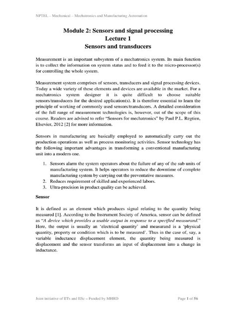 Sensors And Transducers Nptel