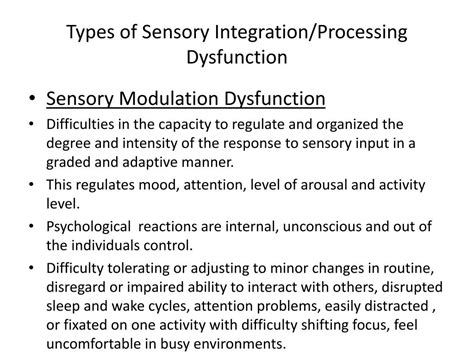 Sensory Integration Dysfunction Summary