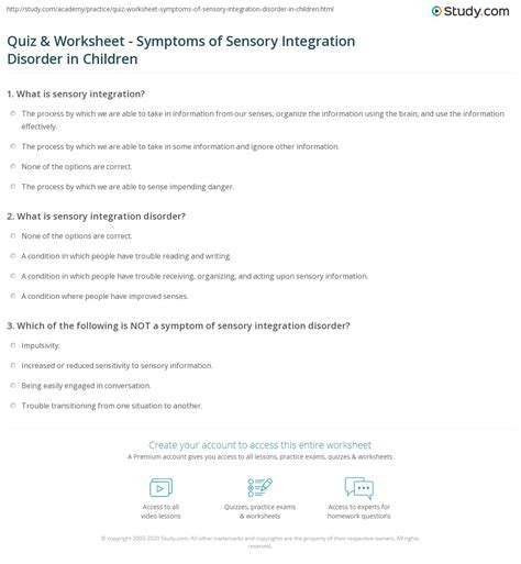 Sensory Integration Quiz