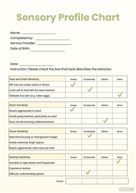 sensory profile teacher questionnaire pdf