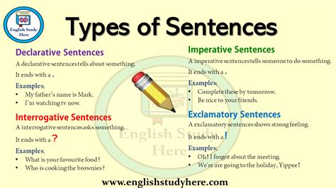 sentence and their types with examples