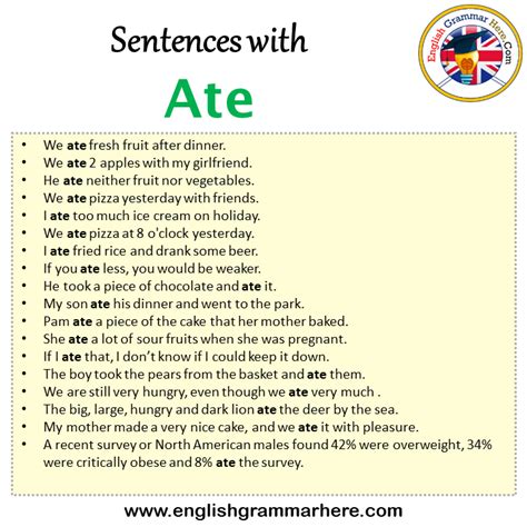 Sentence Examples With Ate