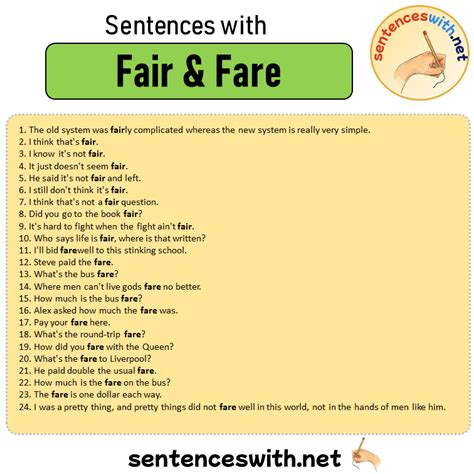 Sentence For Fare