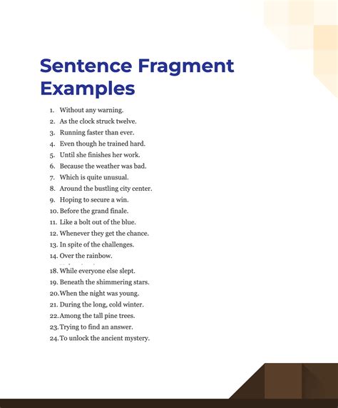 sentence fragment definition and examples