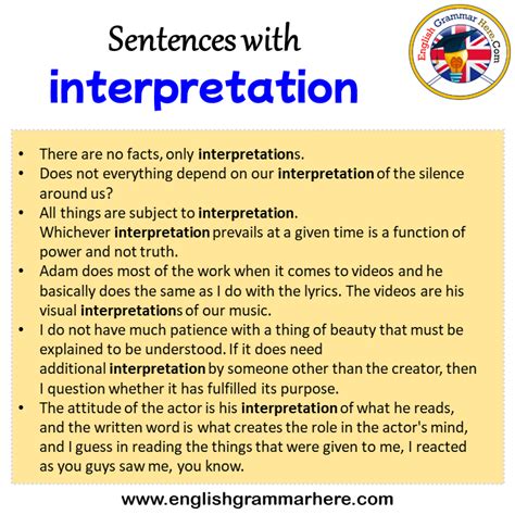 sentence interpretation in english language with examples