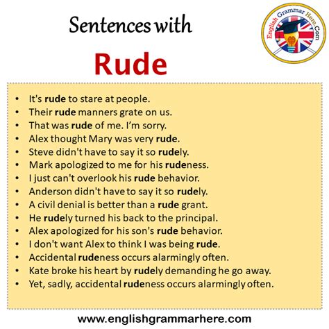 sentence of rude in english