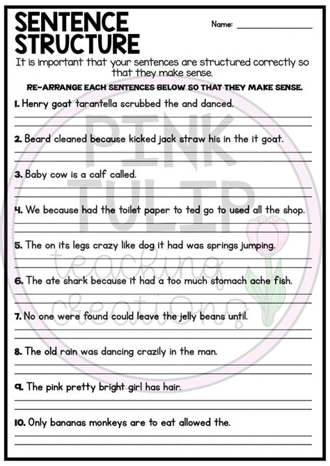 sentence structure exercises intermediate