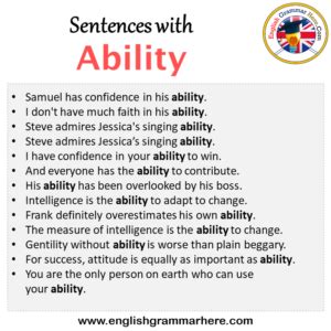 sentence using ability