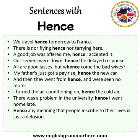 sentence using hence example