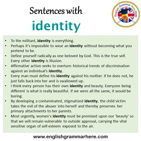 sentence using identity