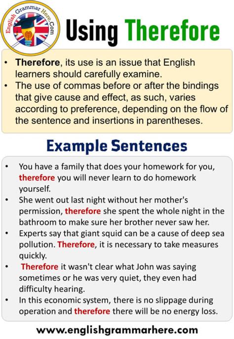 sentence using therefore example