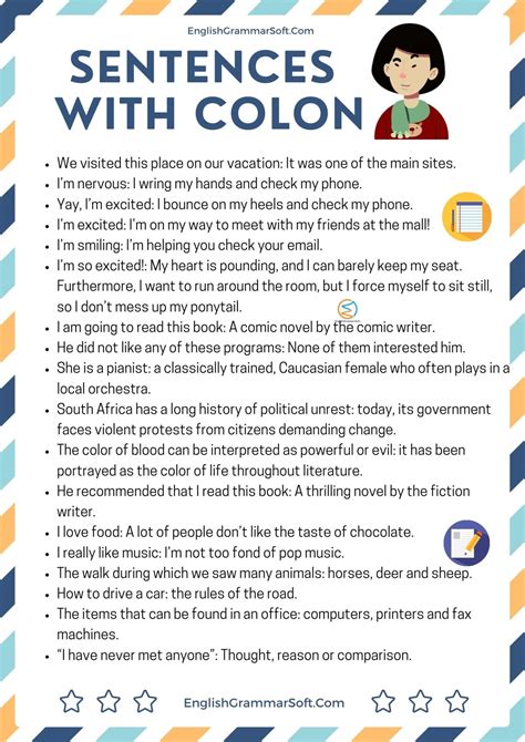 sentences with colon examples list