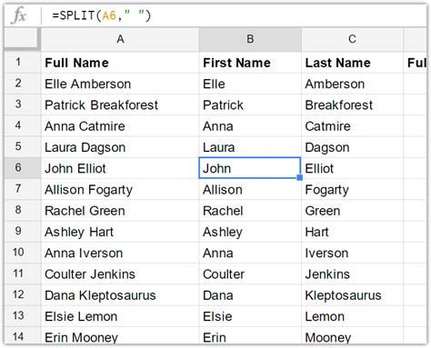 Separate First And Last Name In Google Sheets