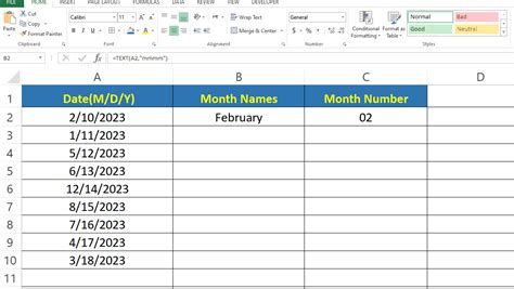 separate month from date in excel